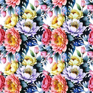 Çiçek biçimli, pürüzsüz desen. Tekrar et. Vektör illüstrasyonu.