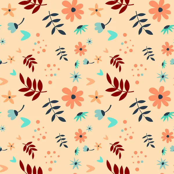 Abstract Flat Hand Draw Floral Pattern Background Vector Illustration — Stock Vector