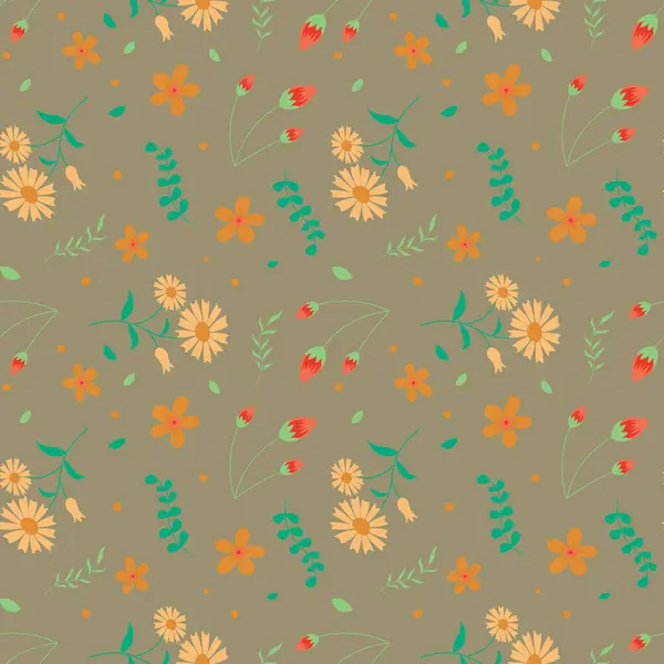 Квітковий Візерунок Безшовному Стилі Векторні Ілюстрації — стоковий вектор