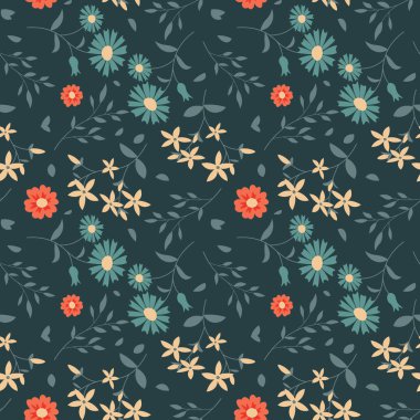 Çiçek deseni kusursuz. Vektör illüstrasyonu.