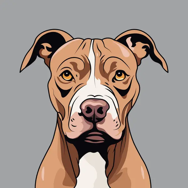 Pitbull Marrón Dibujos Animados Mascota Ilustración Vectorial — Vector de stock