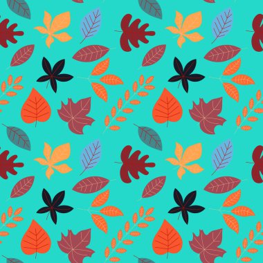 Soyut düz el çizimi sonbahar yaprakları arka plan. Vektör illüstrasyonu.