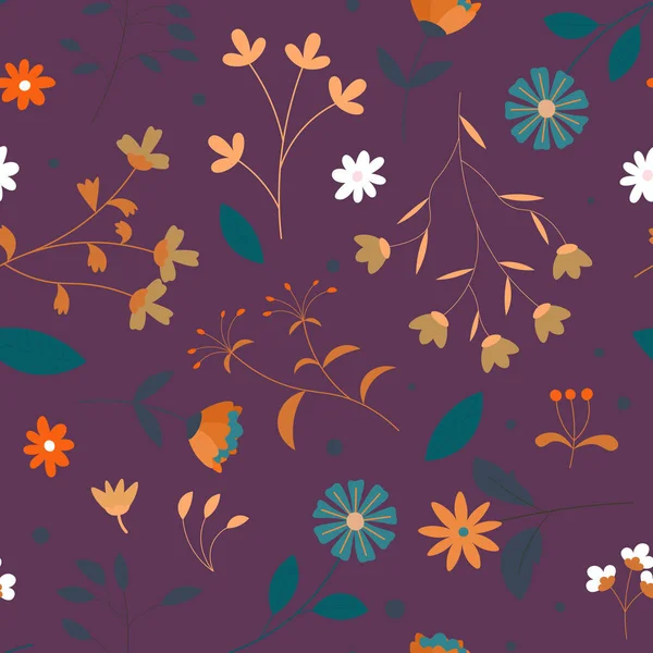 Abstrakte Flache Hand Zeichnen Florale Muster Hintergrund Vektorillustration — Stockvektor