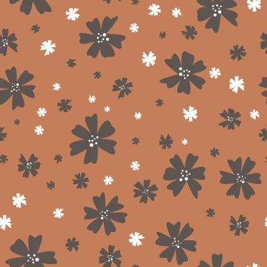 Soyut düz el çiçek desenli arkaplan çizimi. Vektör illüstrasyonu.