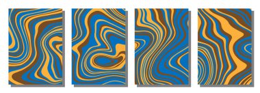 Abstract psychedelic groovy set background. Vector illustration.