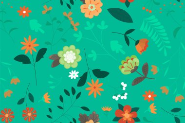 Soyut düz el çiçek desenli arkaplan çizimi. Vektör illüstrasyonu.