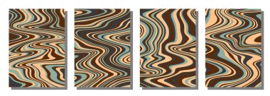 Abstract psychedelic groovy set background. Vector illustration.