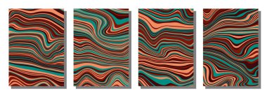 Abstract psychedelic groovy set background. Vector illustration.