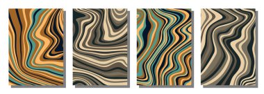 Abstract psychedelic groovy set background. Vector illustration.