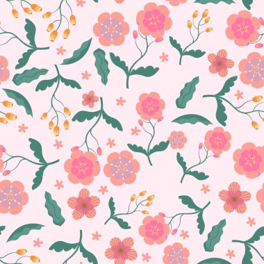 Soyut çiçek desenli arka plan. Vektör çizimi. Soyut arkaplan.