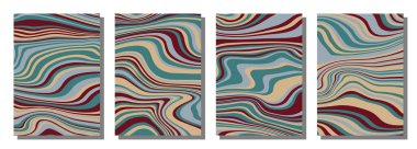 Abstract psychedelic groovy set background. Vector illustration.