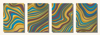 Abstract psychedelic groovy set background. Vector illustration.