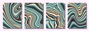 Abstract psychedelic groovy set background. Vector illustration.