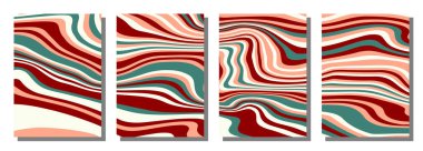 Abstract psychedelic groovy set background. Vector illustration.