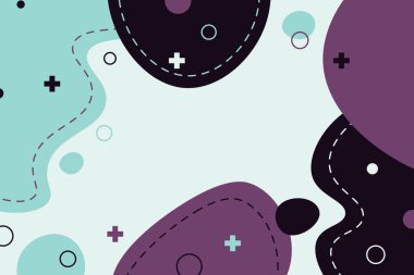 Çember arkaplanı olan akışkan bir şekil. Soyut düz sıvı arkaplan. Vektör illüstrasyonu.