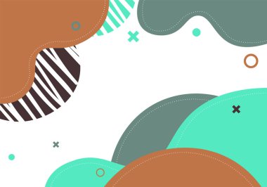 Çember arkaplanı olan akışkan bir şekil. Soyut düz sıvı arkaplan. Vektör illüstrasyonu.