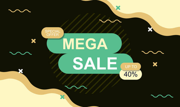 Sale banner background with wave shape. Abstract colorful flat background. Vector illustration.