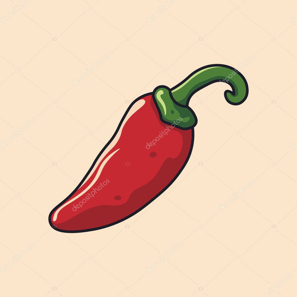 Cartoon chillie food spicy. Vector illustration.