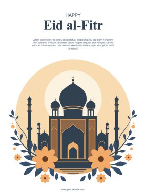 Eidal-Fitr geçmişi. Dini Kültür. Vektör illüstrasyonu.