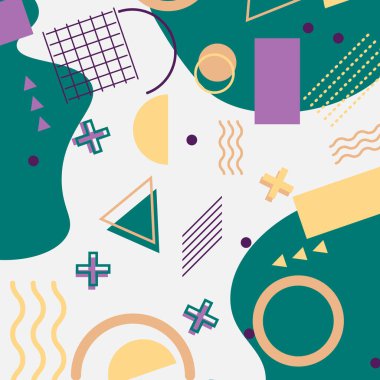 Basit düz memphis tarzı arka plan. Vektör illüstrasyonu.