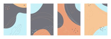Minimalist abstract hand drawn set background. Vector illustration.