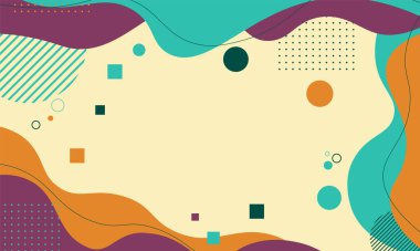 Renkli modern Memphis geçmişi. Vektör çizimi. Soyut arkaplan.