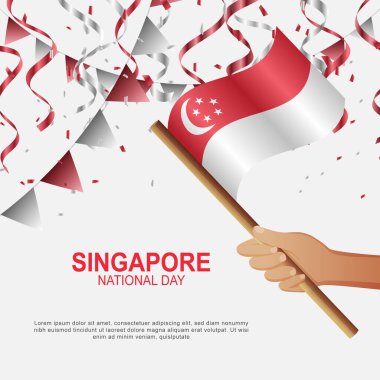 Singapur Ulusal Günü geçmişi. Vektör İllüstrasyonu.