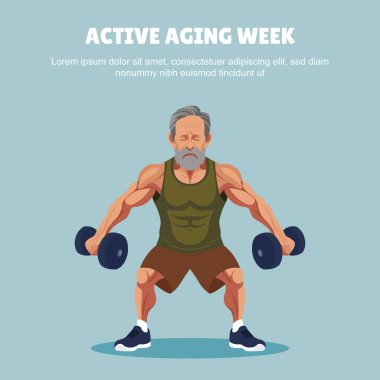 Aktif Yaşlanma Haftası geçmişi. Vektör illüstrasyonu.