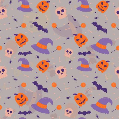 Halloween pattern in seamless style. Vector illustration.