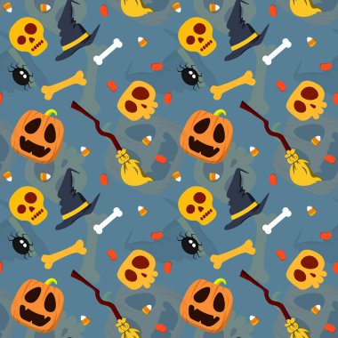 Soyut cadılar bayramı desen tasarımı arkaplanı. Vektör illüstrasyonu.