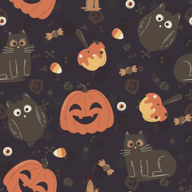 Halloween pattern in seamless style. Vector illustration.