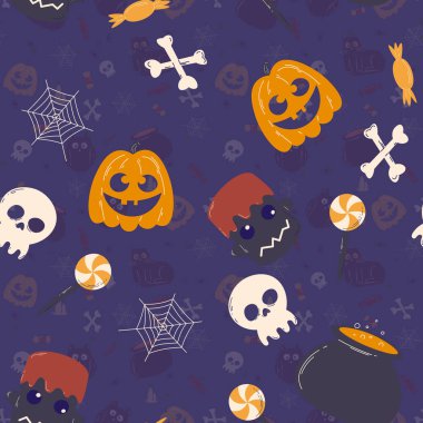 Halloween pattern in seamless style. Vector illustration.