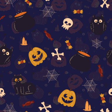 Halloween pattern in seamless style. Vector illustration.