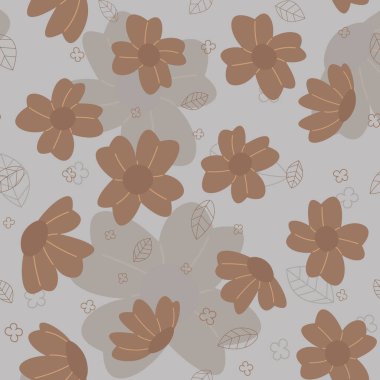 Soyut düz el çiçek desenli arkaplan çizimi. Vektör illüstrasyonu.