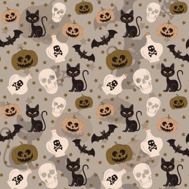 Soyut cadılar bayramı desen tasarımı arkaplanı. Vektör illüstrasyonu.