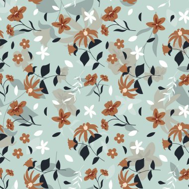 Soyut düz el çiçek desenli arkaplan çizimi. Vektör illüstrasyonu.