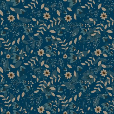 Soyut düz el çiçek desenli arkaplan çizimi. Vektör illüstrasyonu.