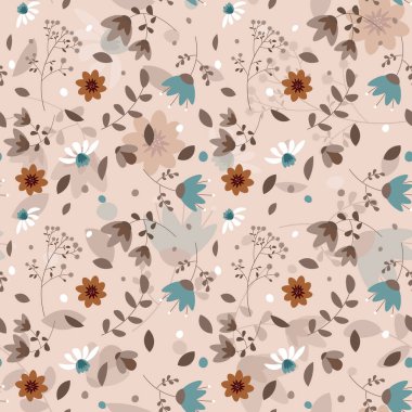 Soyut düz el çiçek desenli arkaplan çizimi. Vektör illüstrasyonu.