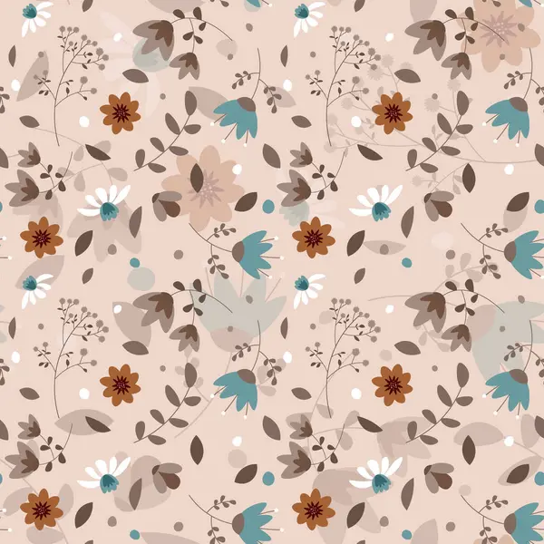 Soyut düz el çiçek desenli arkaplan çizimi. Vektör illüstrasyonu.