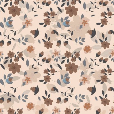 Soyut düz el çiçek desenli arkaplan çizimi. Vektör illüstrasyonu.