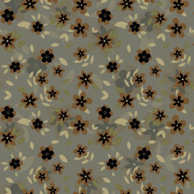 Soyut düz el çiçek desenli arkaplan çizimi. Vektör illüstrasyonu.