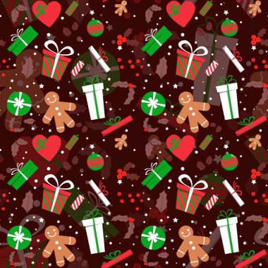 El çizimi Noel desenli tasarım geçmişi. Vektör illüstrasyonu.