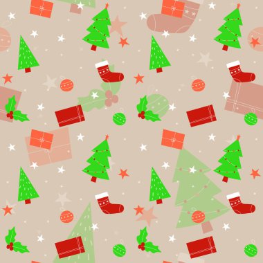 El çizimi Noel desenli tasarım geçmişi. Vektör illüstrasyonu.