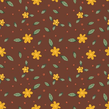 Soyut düz el çiçek desenli arkaplan çizimi. Vektör illüstrasyonu.