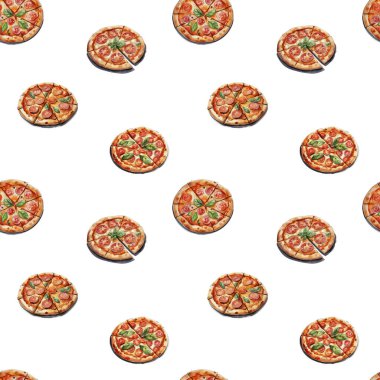 National Pizza Week watercolor seamless pattern. Vector illustration. clipart