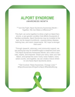 Alport Sendromu hakkındaki farkındalığı yaymak için bize katılın. Böbrekleri, kulakları ve gözleri etkileyen genetik bir durum. Öğren, destek ol ve bir fark yarat.