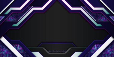 Koyu deniz ve mavi neon çizgili soyut teknoloji geçmişi.