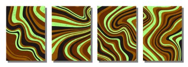 Abstract psychedelic groovy set background. Vector illustration.