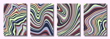 Abstract psychedelic groovy set background. Vector illustration.