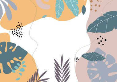 Soyut el, çiçekli yaz arkaplanı çizmiş. Vektör illüstrasyonu.